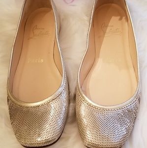 Gold sequin CL flats in 36.5